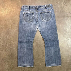Silver Tuesday Low Rise Bootcut Distressed Thick Stitch Jeans